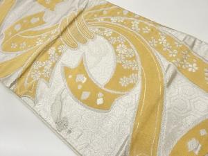 束ね熨斗に花々・亀甲模様織出し袋帯